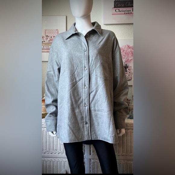 The Andamane Georgiana wool blend flannel Lined shirt in Grey IT size 40 = US 10 - Picture 1 of 9
